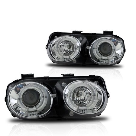 Winjet Halo Projector Head Lights - Chrome / Clear CHWJ-0217-C